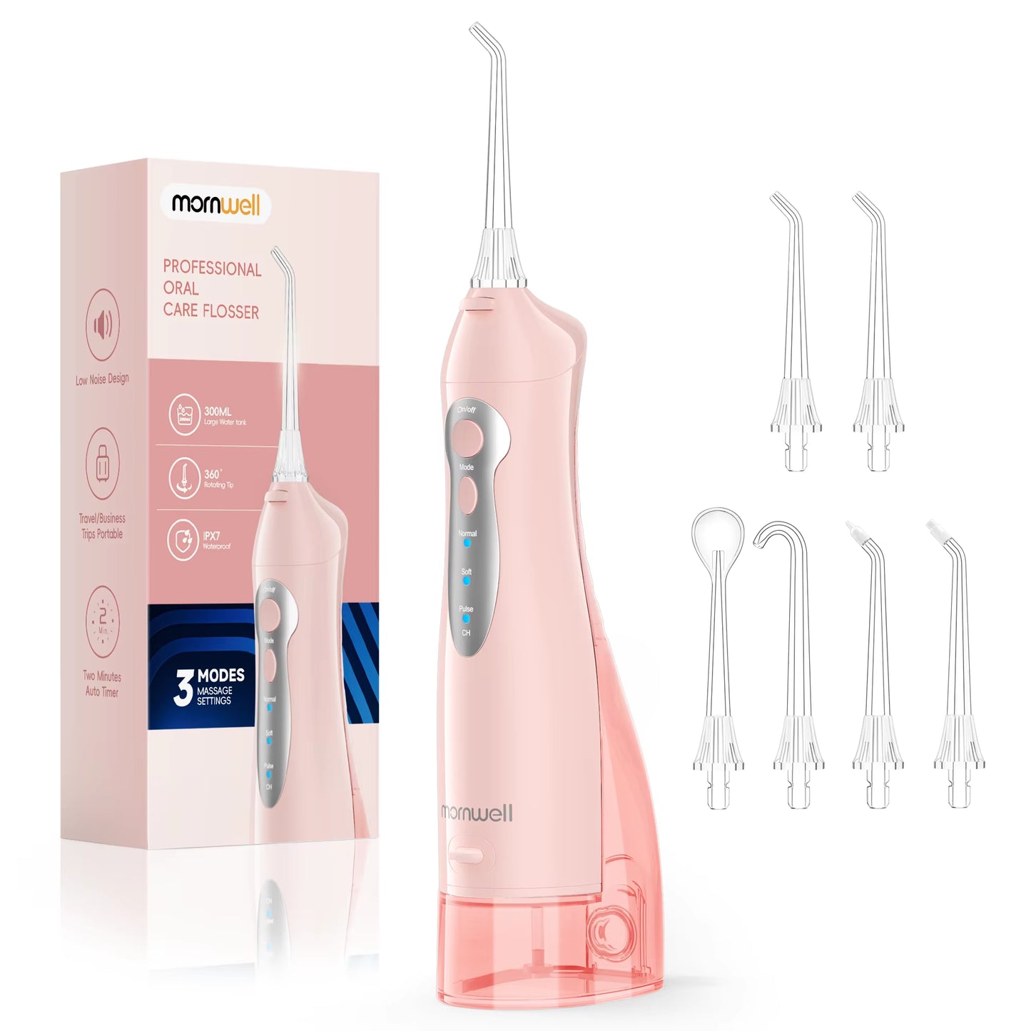Water Flosser Teeth Picks 4 Jets 3 Modes Portable Cordless D52 Water Floss for Teeth Cleaner IPX7 Waterproof Oral Picks