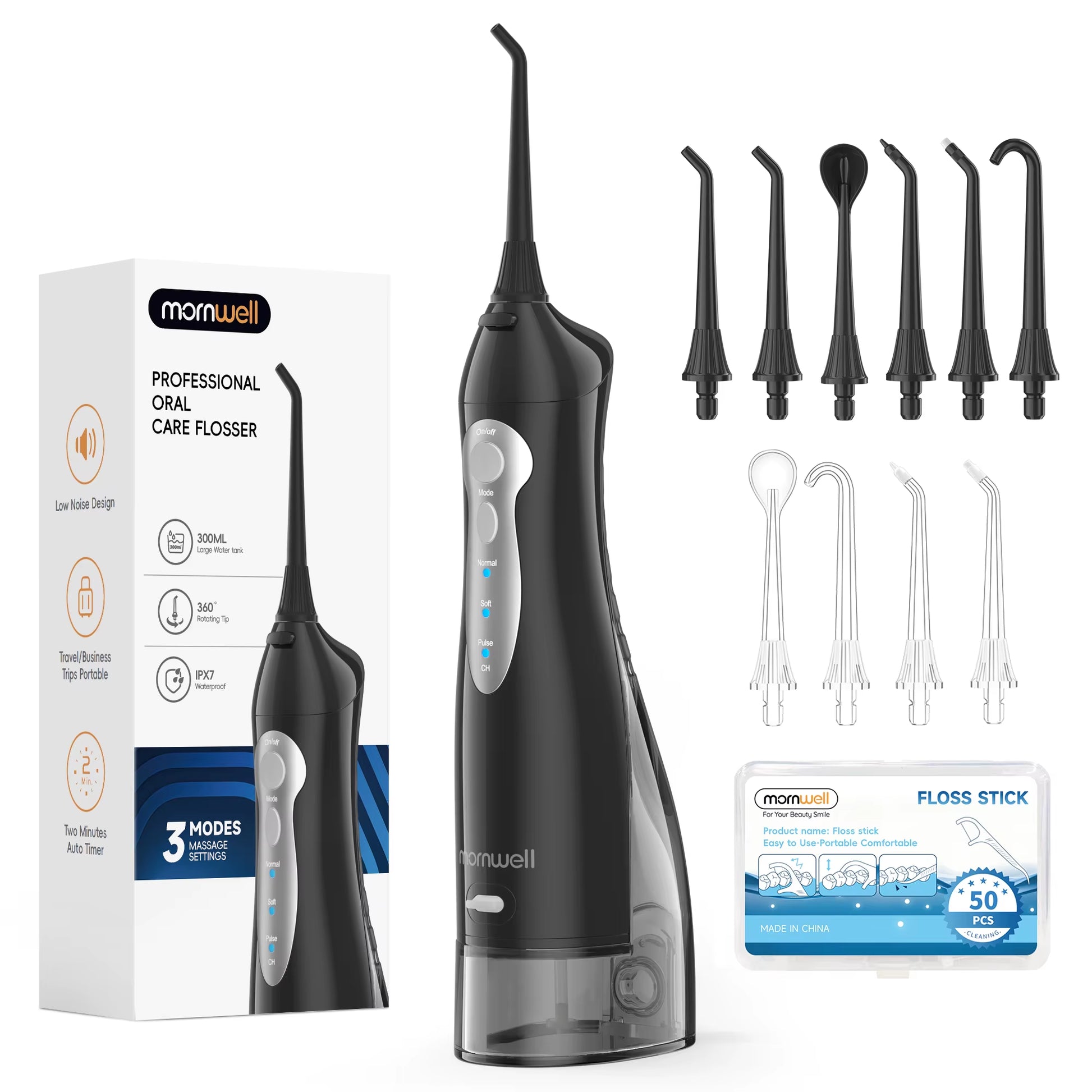 Water Flosser Teeth Picks 4 Jets 3 Modes Portable Cordless D52 Water Floss for Teeth Cleaner IPX7 Waterproof Oral Picks