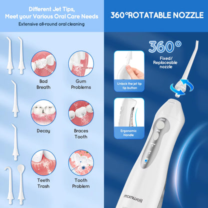 Water Flosser Teeth Picks 4 Jets 3 Modes Portable Cordless D52 Water Floss for Teeth Cleaner IPX7 Waterproof Oral Picks
