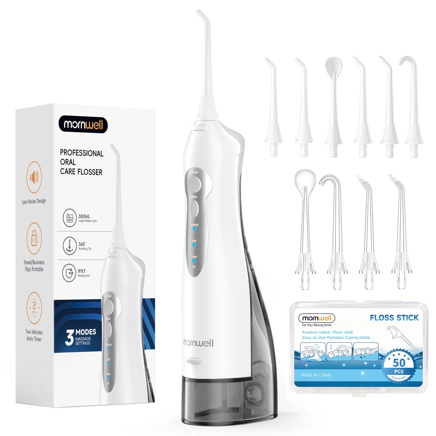 Water Flosser Teeth Picks 4 Jets 3 Modes Portable Cordless D52 Water Floss for Teeth Cleaner IPX7 Waterproof Oral Picks