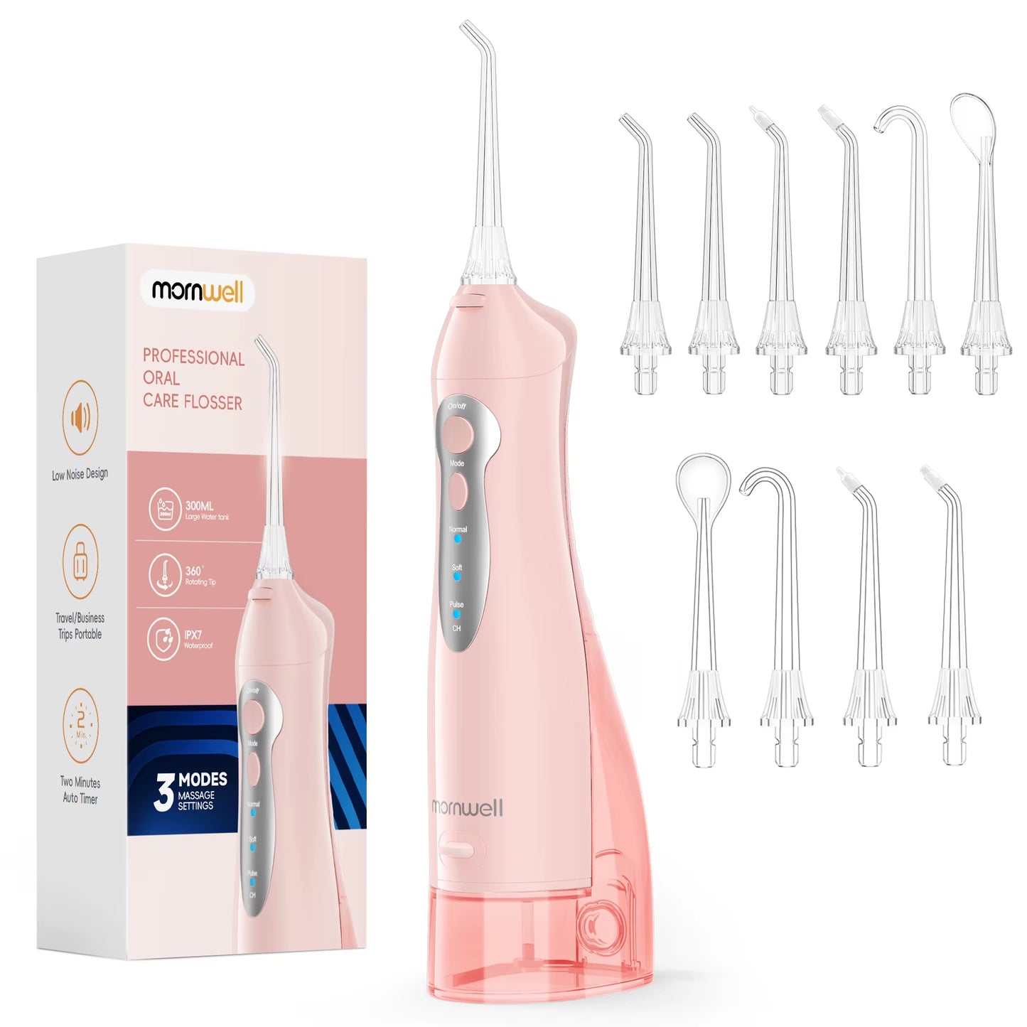 Water Flosser Teeth Picks 4 Jets 3 Modes Portable Cordless D52 Water Floss for Teeth Cleaner IPX7 Waterproof Oral Picks